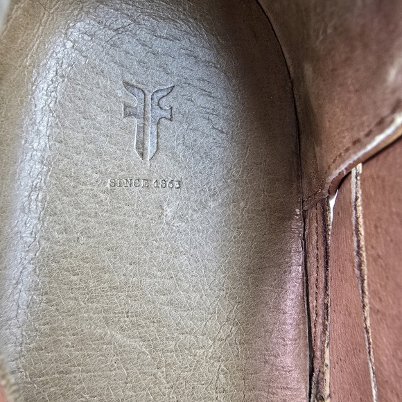 Frye lvy Camel Leather Huarache Woven Slip On Shoes White Soles Size 7.5 - Picture 4 of 11